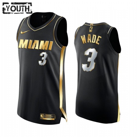 Maillot Basket Miami Heat Dwyane Wade 3 2020-21 Noir Golden Edition Swingman - Enfant